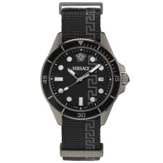Versace Greca Force Black Matte Dial Gunmetal Case Black Fabric Strap Watch 42mm - VE5J00226 1