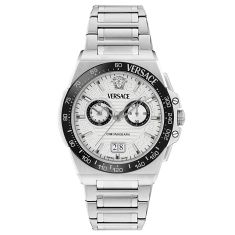 Versace Greca Reaction Chrono White Guilloche Dial Stainless Steel Watch 43mm - VE5N00126 1
