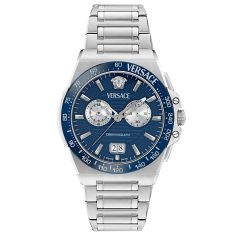 Versace Greca Reaction Chrono Blue Guilloche Dial Stainless Steel Watch 43mm - VE5N00326 1