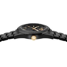 Versace V-Code Black Guilloché Dial Black Ion-Plated Stainless Steel Watch 42mm - VE6A00925