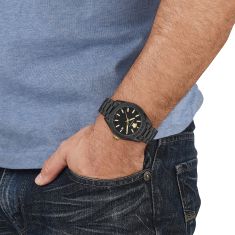 Versace V-Code Black Guilloché Dial Black Ion-Plated Stainless Steel Watch 42mm - VE6A00925