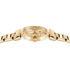 Versace Mini Vanity Golden Sunray Dial IP Yellow Gold Stainless Steel Watch 27mm - VEGFA0725