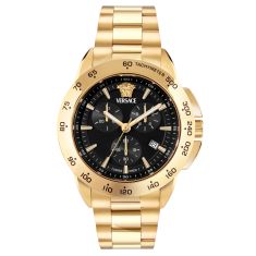 Versace V-Chrono Sport Black Matte Dial IP Yellow Gold Stainless Steel Watch 44mm - VEKIA0725 1