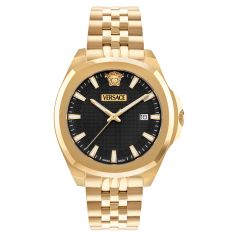 Versace Luxury Black Guilloche Dial IP Yellow Gold Stainless Steel Watch 42mm - VEKKA0725 1