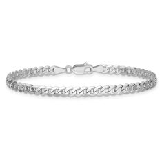 14k White Gold 3.9mm Beveled Curb Chain Bracelet