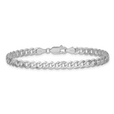 14k White Gold 4.75mm Beveled Curb Chain Bracelet