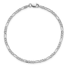 14k White Gold 2.25mm Flat Figaro Chain Anklet
