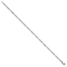 14k White Gold 2.25mm Flat Figaro Chain Bracelet