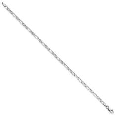 14k White Gold 2.75mm Flat Figaro Chain Bracelet
