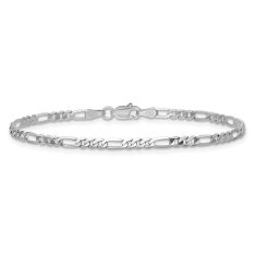 14k White Gold 2.75mm Flat Figaro Chain Bracelet