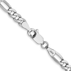 14k White Gold 4mm Flat Figaro Chain Necklace