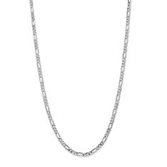 14k White Gold 4.5mm Flat Figaro Chain Necklace