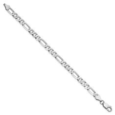 14k White Gold 6mm Flat Figaro Chain Bracelet