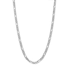 14k White Gold 6mm Flat Figaro Chain Necklace