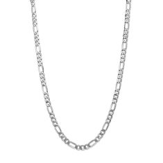 14k White Gold 7mm Flat Figaro Chain Necklace