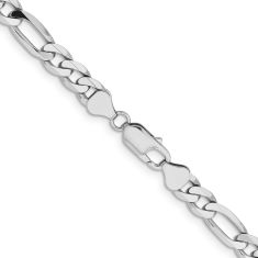 14k White Gold 7.5mm Flat Figaro Chain Necklace