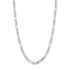14k White Gold 7.5mm Flat Figaro Chain Necklace