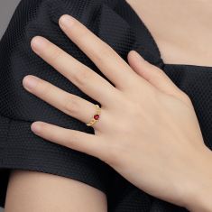 Heart Garnet 14k Yellow Gold Ring