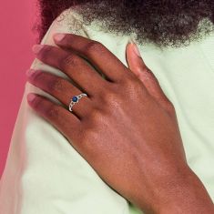 Heart Blue Sapphire 14k White Gold Ring