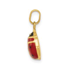 14k Yellow Gold Red and Black Enameled Ladybug Charm Pendant