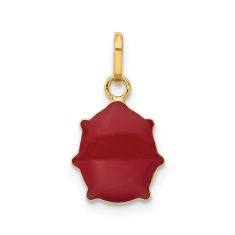 14k Yellow Gold Red and Black Enameled Ladybug Charm Pendant