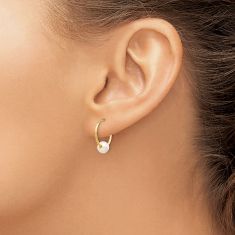 Freshwater Cultured Pearl 14k Yellow Gold Endless Hoop Earrings, 16.5mm