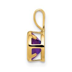 Round Bezel Amethyst 14k Yellow Gold Pendant, 6mm