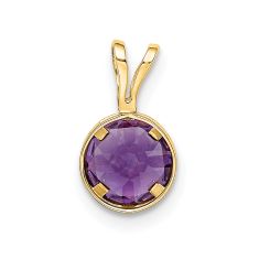 Round Bezel Amethyst 14k Yellow Gold Pendant, 6mm