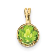 Round Bezel Peridot 14k Yellow Gold Pendant, 6mm