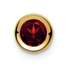 Round Bezel Garnet 14k Yellow Gold Chain Slide Pendant, 5mm 1