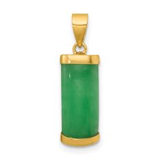 Green Jade 14k Yellow Gold Domed Bar Pendant 1
