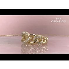 Shy Creation 3/8ctw Diamond Link Yellow Gold Fashion Ring