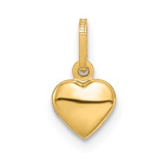 14k Yellow Gold 3D Puffed Heart Charm Pendant