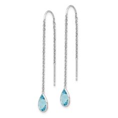 Pear Blue Topaz 14k White Gold Threader Earrings