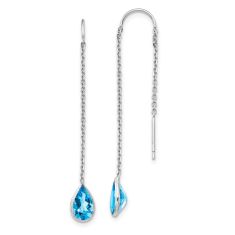 Pear Blue Topaz 14k White Gold Threader Earrings Pear Blue Topaz 14k White Gold Threader Earrings
