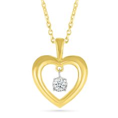 Diamond Accent Yellow Gold Heart Pendant Necklace