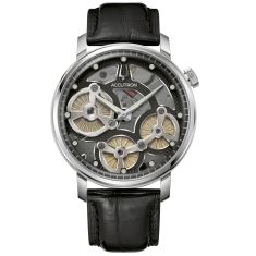 Accutron Electrostatic Spaceview Evolution Black Leather Strap Watch 43.5mm - 26A210
