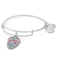 Alex and Ani Calavera Color Infusion Charm Bangle Shiny Silver Finish
