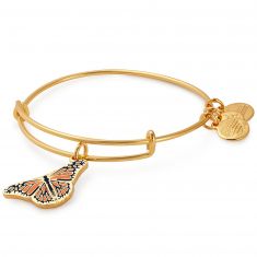 Alex and Ani Monarch Butterfly Charm Bangle Bracelet Shiny Gold Finish REEDS Jewelers