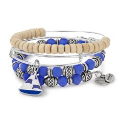 Alex and Ani Sailboat Set of 3 Bangles Shiny Silver Finish REEDS