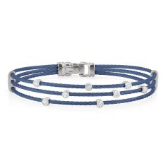 ALOR 1/10ctw Blueberry Cable Stainless Steel and White Gold Triple Strand Bracelet