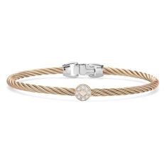 ALOR 1/20ctw Diamond Single Round Station Carnation Cable and Rose Gold Essential Stackable Bracelet