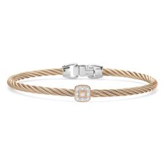 ALOR 1/20ctw Diamond Single Square Station Carnation Cable and Rose Gold Essential Stackable Bracelet