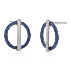ALOR 1/5ctw Blueberry Cable Stainless Steel and White Gold Full Circle Earrings