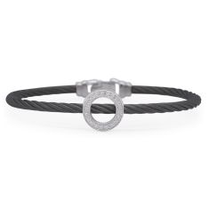 ALOR 1/6ctw Diamond Black Cable Stainless Steel and White Gold Full Circle Bracelet