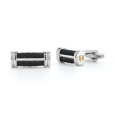 ALOR Black Cable and Stainless Steel Signature Cufflinks