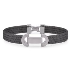 ALOR Black Cable Stainless Steel Matte Finish ID Bracelet | Men's