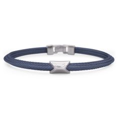 ALOR Blue Cable Stainless Steel Triangle Station Edge Bracelet | Men's
