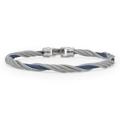 ALOR Blueberry and Grey Cable Stainless Steel Modern Twist Bracelet