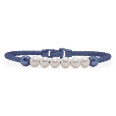 ALOR Blueberry Cable and Freshwater Cultured Pearl Stainless Steel Bracelet